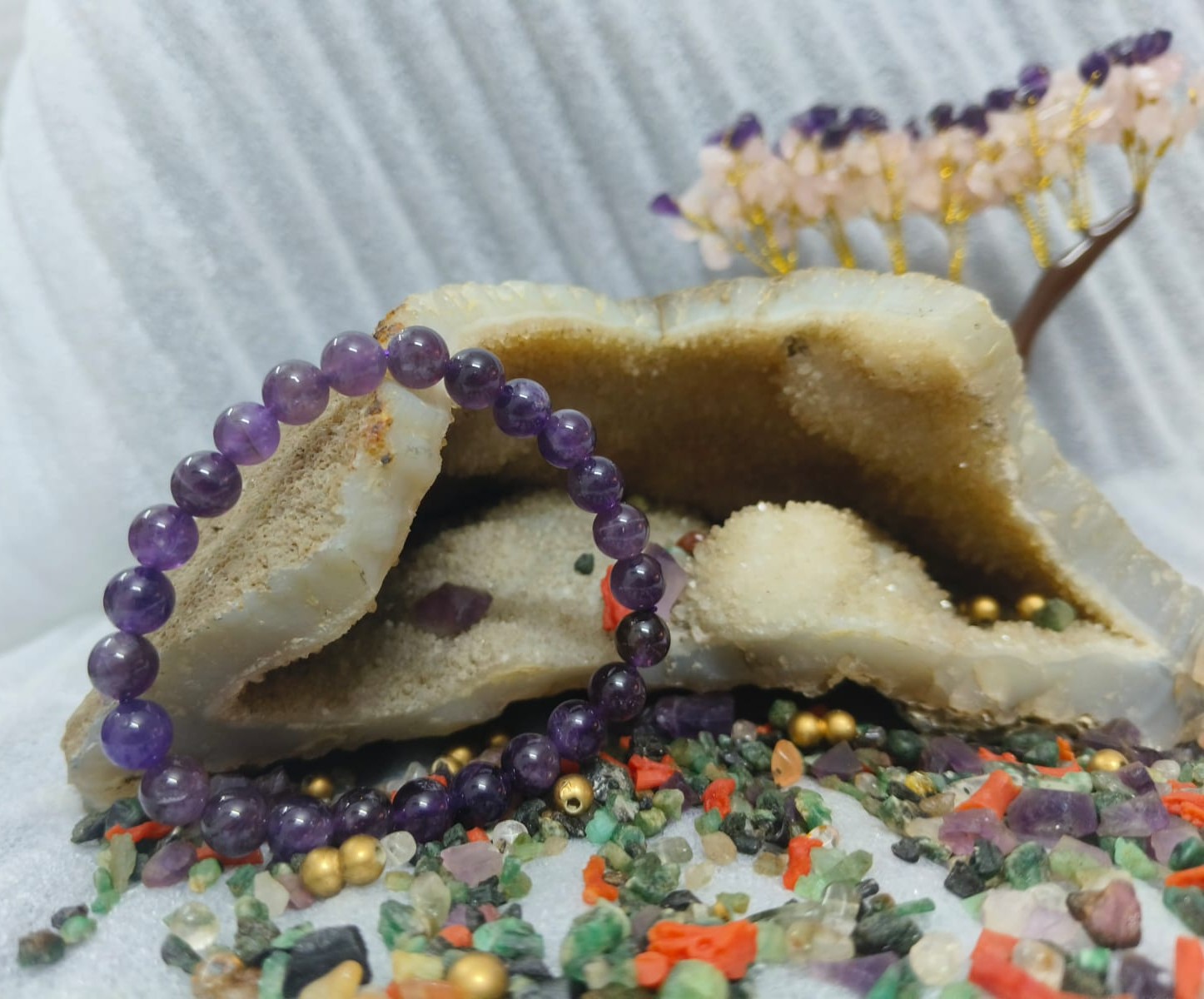 NATURAL AMETHYST CRYSTAL GEMS BRACELET-NHF