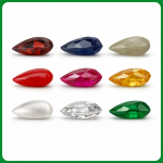 Colorful gemstone collection in a grid