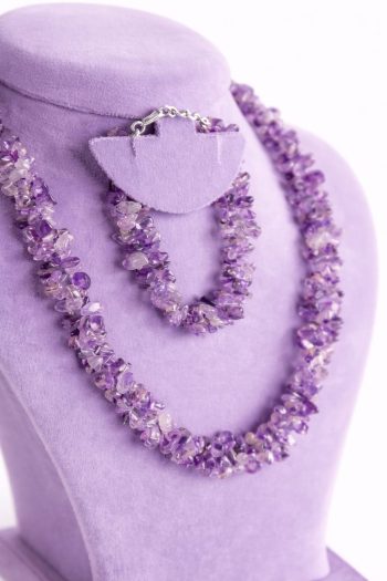 Real Brazil Amethyst Necklace Bracelet Combo