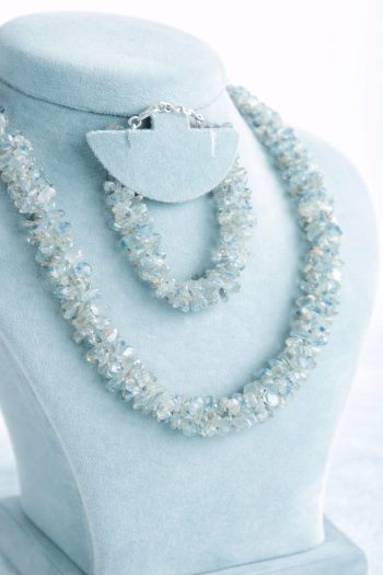 Real Nigeria Aquamarine Necklace Bracelet Combo