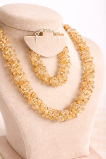 Real Brazil Citrine Necklace Bracelet Combo