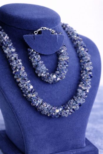 Real Ceylon Blue Sapphire Necklace Bracelet Combo