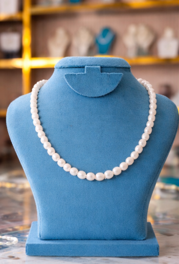 Natural Round Pearl Necklace – Elegant White Pearl Maalai for Women | Classic Pearl Jewellery