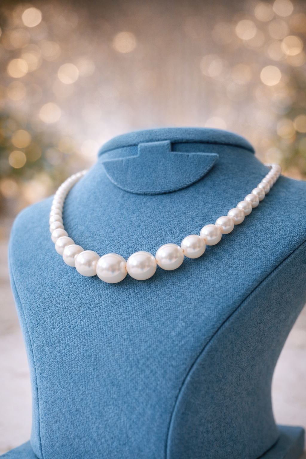 Graduated Pearl Necklace – Natural White Pearl Maalai with Center Large Pearls