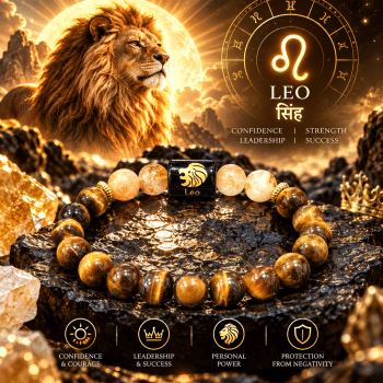 Leo zodiac bracelet with Tiger Eye and Sunstone gemstone beads