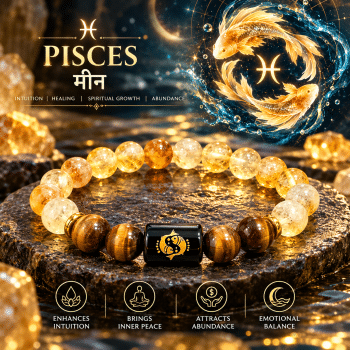 Pisces zodiac bracelet with Tiger Eye and Citrine gemstone beads