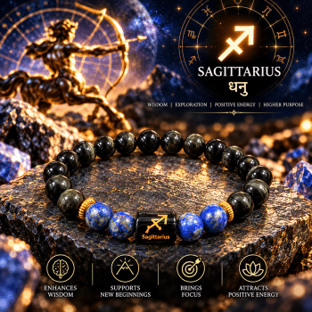 Sagittarius zodiac bracelet with Black Obsidian and Lapis Lazuli gemstone beads